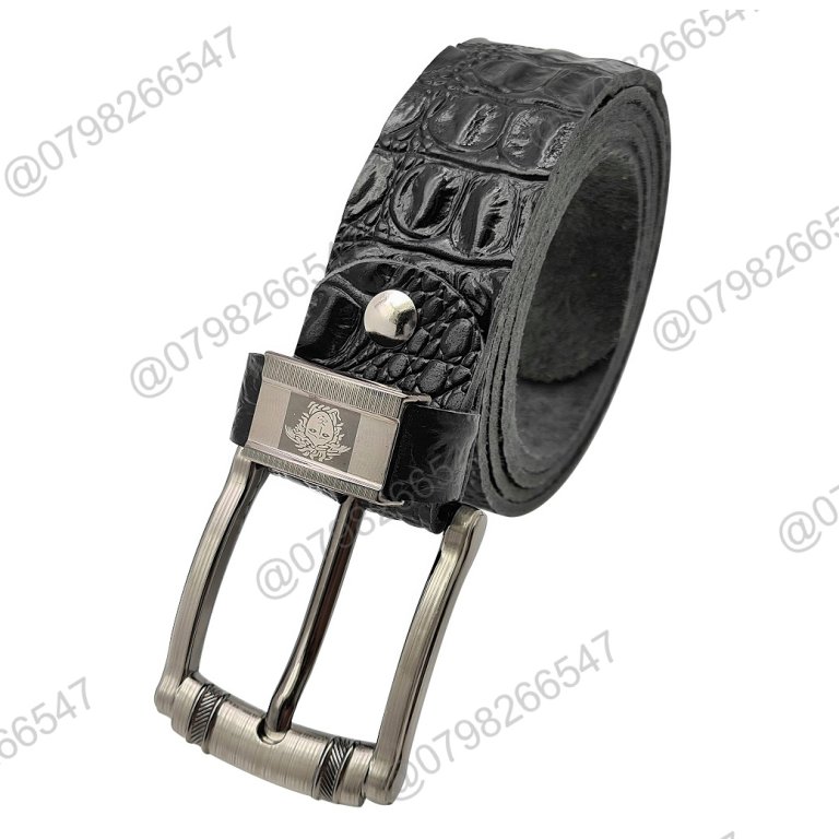 [Dài 130cm][Tặng đục lỗ] Dây nịt nam da bò dập vân cá sấu DHM-134 | Đầu khoá kim đen bóng thời trang | Bảo hành 12 tháng