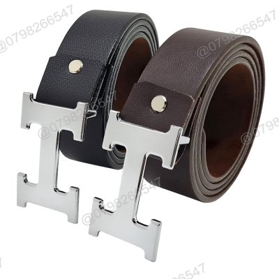 Thắt lưng nam giá tốt da PU DHM-232 | Khóa búp màu trắng bạc chữ H | Bảo hành 12 tháng