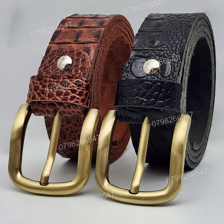 Thắt lưng nam da bò thật dập vân cá sấu DHM-288 | Đầu khoá kim màu đồng thời trang | Bảo hành 12 tháng