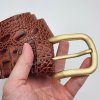 Thắt lưng nam da bò thật dập vân cá sấu DHM-288 | Đầu khoá kim màu đồng thời trang | Bảo hành 12 tháng