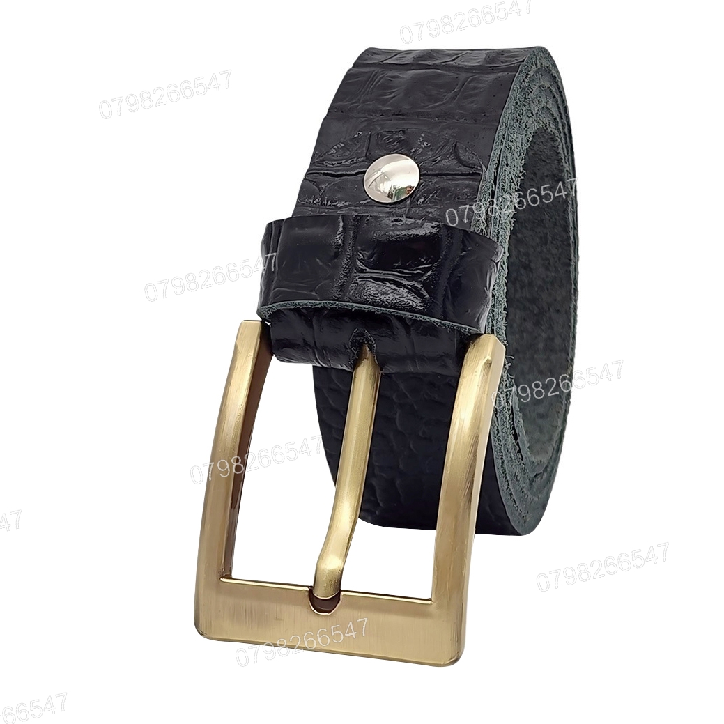 Thắt lưng nam da bò dập vân cá sấu DHM-508 | Đầu khoá kim mạ đồng kiểu vuông nam tính | Bảo hành 12 tháng - Ảnh 2
