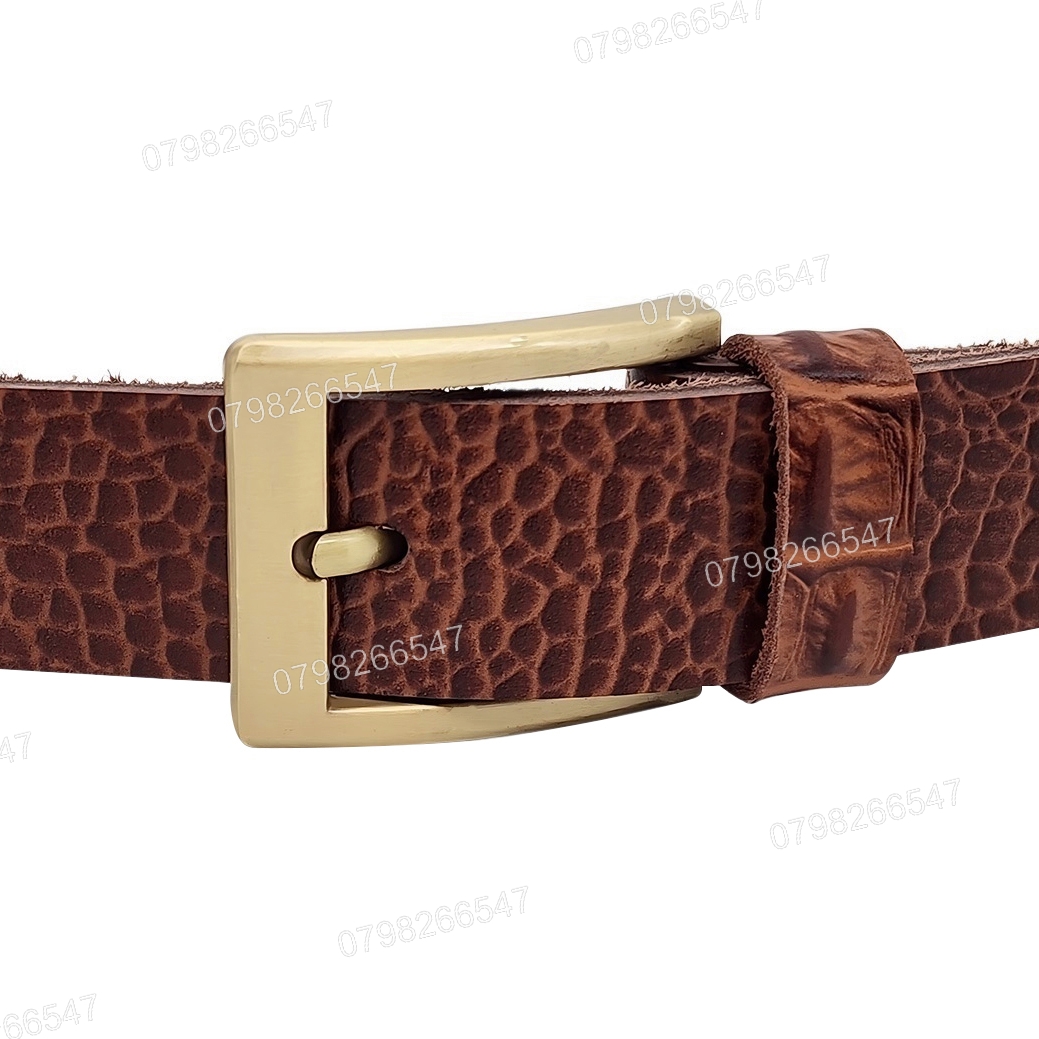 Thắt lưng nam da bò dập vân cá sấu DHM-508 | Đầu khoá kim mạ đồng kiểu vuông nam tính | Bảo hành 12 tháng - Ảnh 5