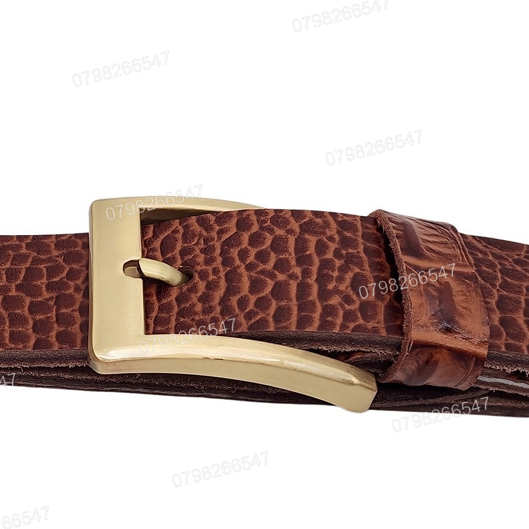 Thắt lưng nam da bò dập vân cá sấu DHM-508 | Đầu khoá kim mạ đồng kiểu vuông nam tính | Bảo hành 12 tháng - Ảnh 6