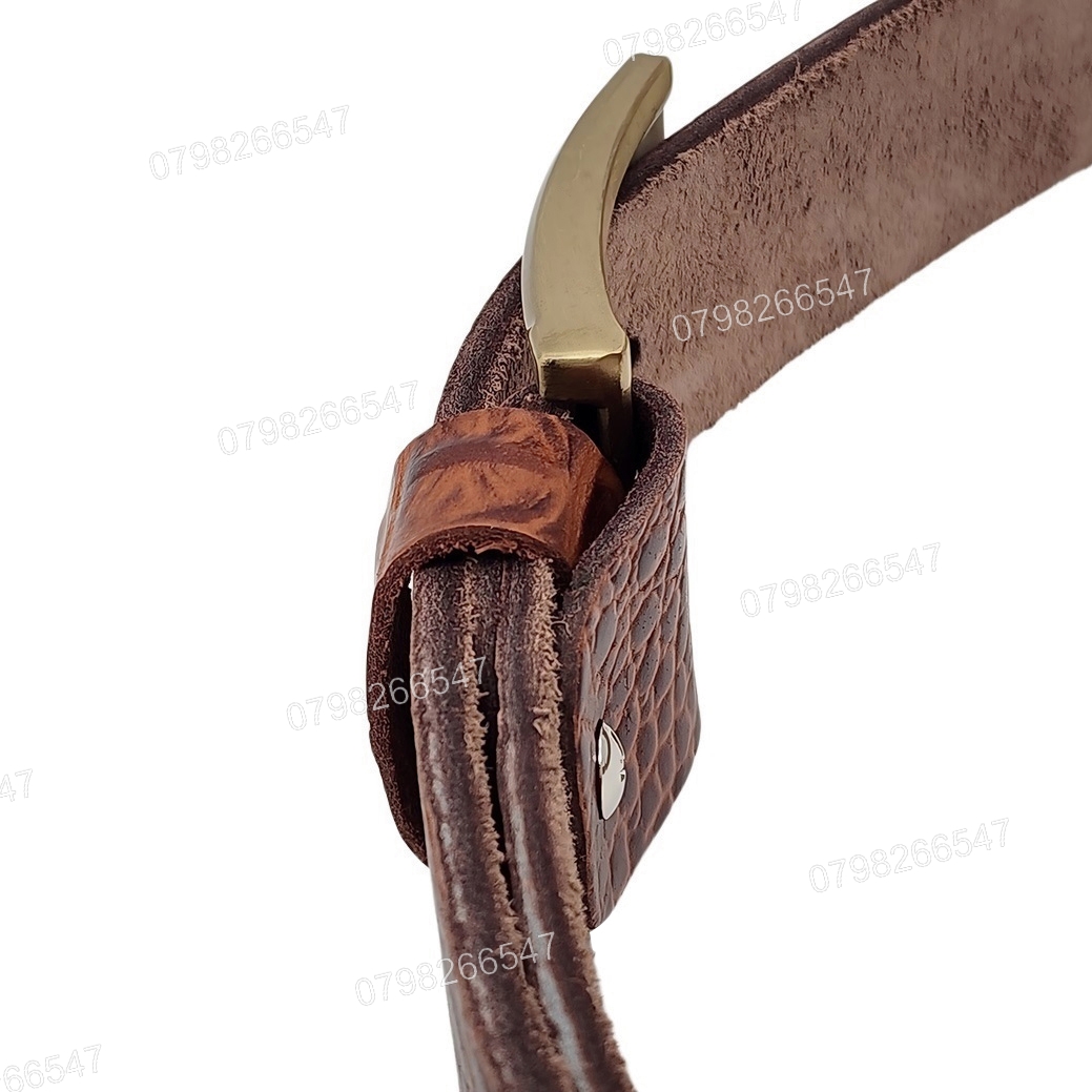 Thắt lưng nam da bò dập vân cá sấu DHM-508 | Đầu khoá kim mạ đồng kiểu vuông nam tính | Bảo hành 12 tháng - Ảnh 9