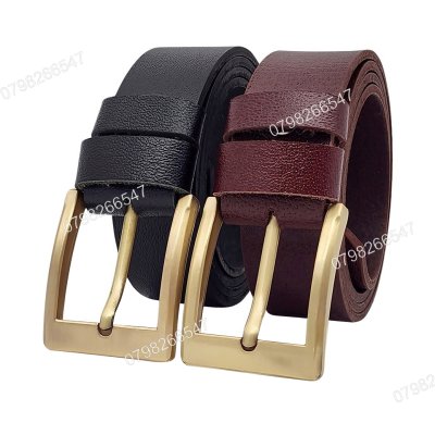 [130cm] Thắt lưng da thật nam nguyên tấm DHM-513 | Mặt khoá kim mạ đồng vàng bản vuông | Bảo hành 12 tháng