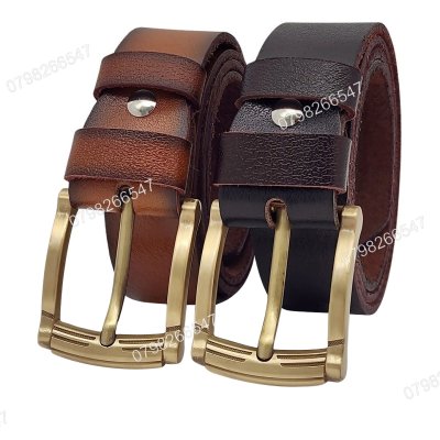 [120cm][Tặng đục] Dây nịt nam da bò chấy biên DHM-516 | Khoá kim mạ đồng kiểu bo tròn thời trang | Bảo hành 12 tháng