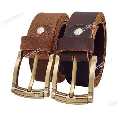 [130cm][Tặng đục] Dây nịt bò sáp DHM-518 | Mặt khoá kim mạ đồng kiểu bo tròn thời trang | Bảo hành 12 tháng