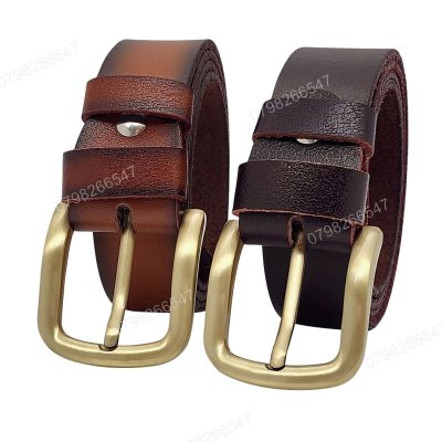 [120cm][Tặng đục] Dây nịt da bò chấy biên DHM-521 | Mặt khoá kim đầu vàng mạ đồng thời trang | Bảo hành 12 tháng