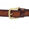 [120cm][Tặng đục] Dây nịt da bò chấy biên DHM-521 | Mặt khoá kim đầu vàng mạ đồng thời trang | Bảo hành 12 tháng