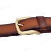 [120cm][Tặng đục] Dây nịt da bò chấy biên DHM-521 | Mặt khoá kim đầu vàng mạ đồng thời trang | Bảo hành 12 tháng