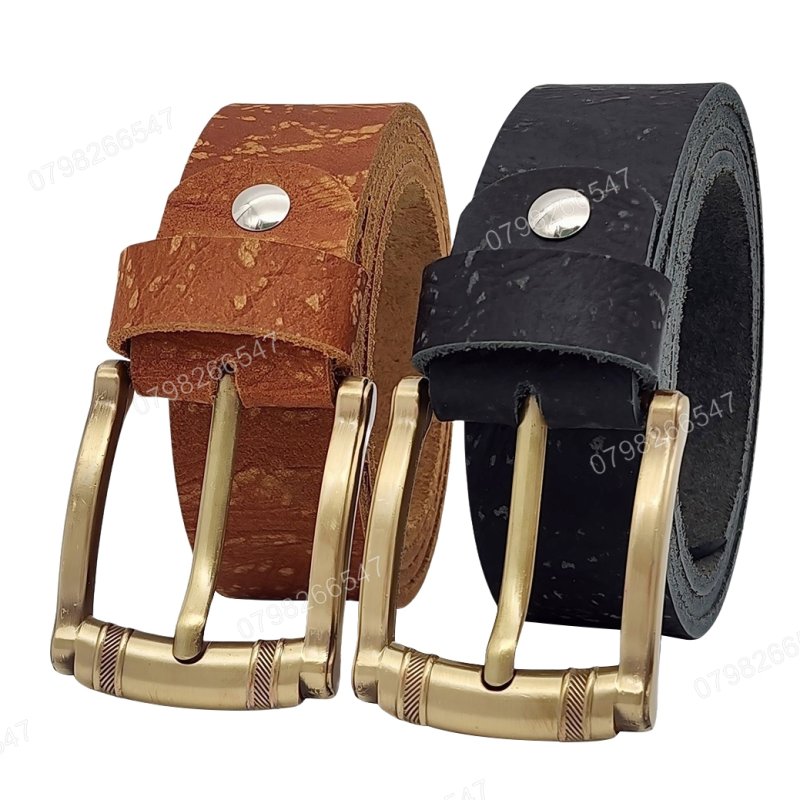 [130cm][Tặng đục] Thắt lưng nam da bò thô DHM-524 | Đầu khoá hợp kim mạ đồng nam tính | Bảo hành 12 tháng
