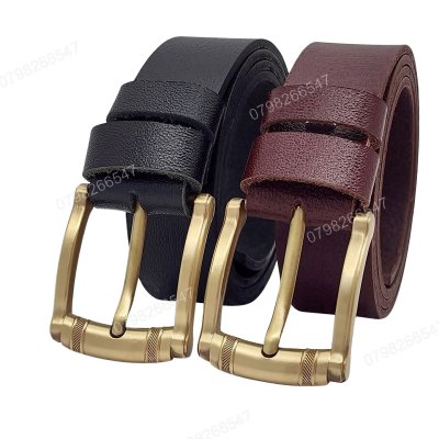 [130cm][Tặng đục] Dây lưng nam da bò thật nguyên tấm DHM-525 | Mặt khoá đầu kim vàng đồng nam tính | Bảo hành 12 tháng