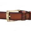 [120cm][Tặng đục] Dây nịt nam da bò cháy biên DHM-526 | Mặt khoá kim mạ vàng đồng thời trang | Bảo hành 12 tháng