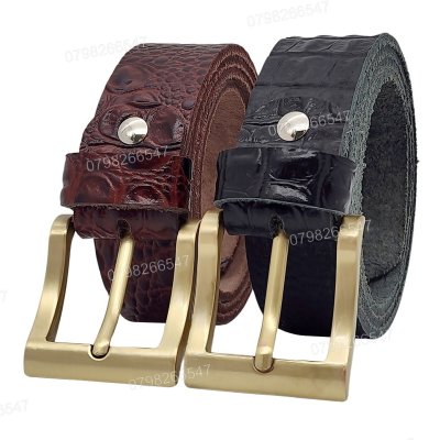 [130cm][Tặng đục] Thắt lưng da bò nam dập vân cá sấu DHM-532 | Khoá kim vuông mạ đồng thời trang | Bảo hành 12 tháng