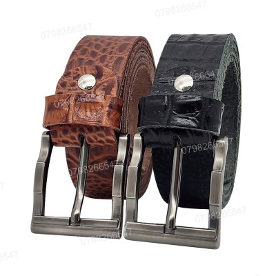 [130cm] Thắt lưng da nam dập vân cá sấu DHM-537 | Khoá kim chì 3 khúc nam tính | Bảo hành 12 tháng
