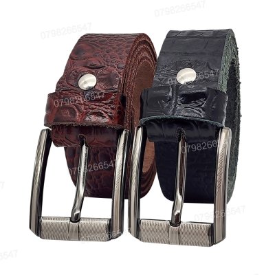 [130cm][Tặng đục] Nịt da bò dập vân cá sấu DHM-549 | Khoá hợp kim laze cao cấp thời trang | Bảo hành 12 tháng