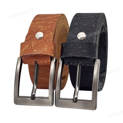 [130cm][Tặng đục] Dây lưng nam da bò thô DHM-556 | Khoá kim chì bảng vuông to thời trang | Bảo hành 12 tháng