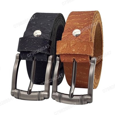 [130cm][Tặng đục] Dây nịt da bò thô DHM-562 | Đầu dây nịt khoá kim laze thanh lịch | Bảo hành 12 tháng