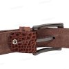 [130cm][Tặng đục] Thắt lưng nam da bò dập vân cá sấu DHM-563 | Mặt dây khóa kim xám tro | Bảo hành 12 tháng