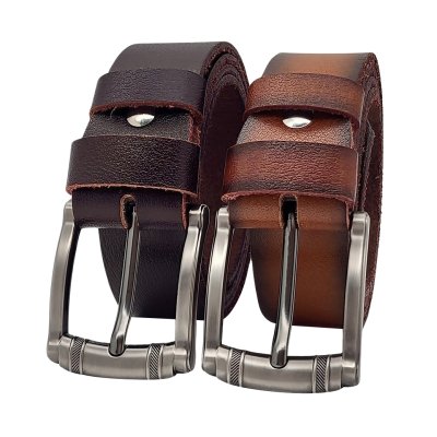 [120cm][Tặng đục] Dây nịt nam da bò cháy biên DHM-564 | Mặt khoá kim màu xám thời thượng | Bảo hành 12 tháng