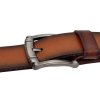 [120cm][Tặng đục] Dây nịt nam da bò cháy biên DHM-564 | Mặt khoá kim màu xám thời thượng | Bảo hành 12 tháng