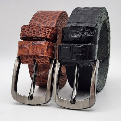 [130cm][Tặng đục] Dây nịt nam da bò dập vân cá sấu DHM-576 | Đầu khoá kim laze đơn giản | Bảo hành 12 tháng