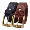 [130cm][Tặng đục] Dây lưng da bò dập vân cá sấu DHM-591 | Đầu khoá đồng xoay nguyên khối nam tính | Bảo hành 12 tháng
