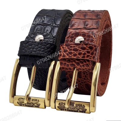 [130cm][Tặng đục] Dây lưng da bò dập vân cá sấu DHM-591 | Đầu khoá đồng xoay nguyên khối nam tính | Bảo hành 12 tháng