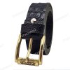 [130cm][Tặng đục] Dây lưng da bò dập vân cá sấu DHM-591 | Đầu khoá đồng xoay nguyên khối nam tính | Bảo hành 12 tháng