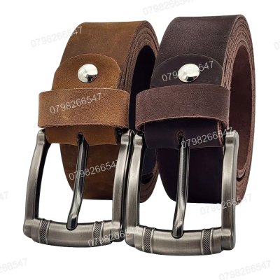 [130cm][Tặng đục] Dây nịt nam da bò sáp DHM-598 | Mặt khoá kim chì xám kiểu tròn 2 cục thời trang | Bảo hành 12 tháng