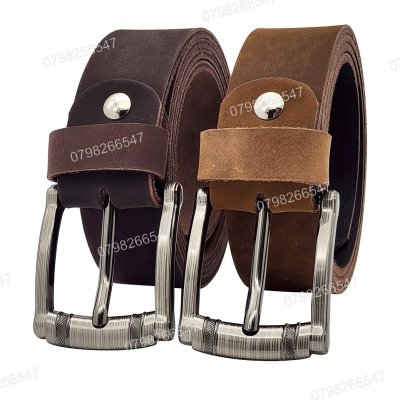 [130cm][Tặng đục] Thắt lưng nam da bò sáp DHM-602 | Mặt khoá kim laze 2 cục nam tính | Bảo hành 12 tháng